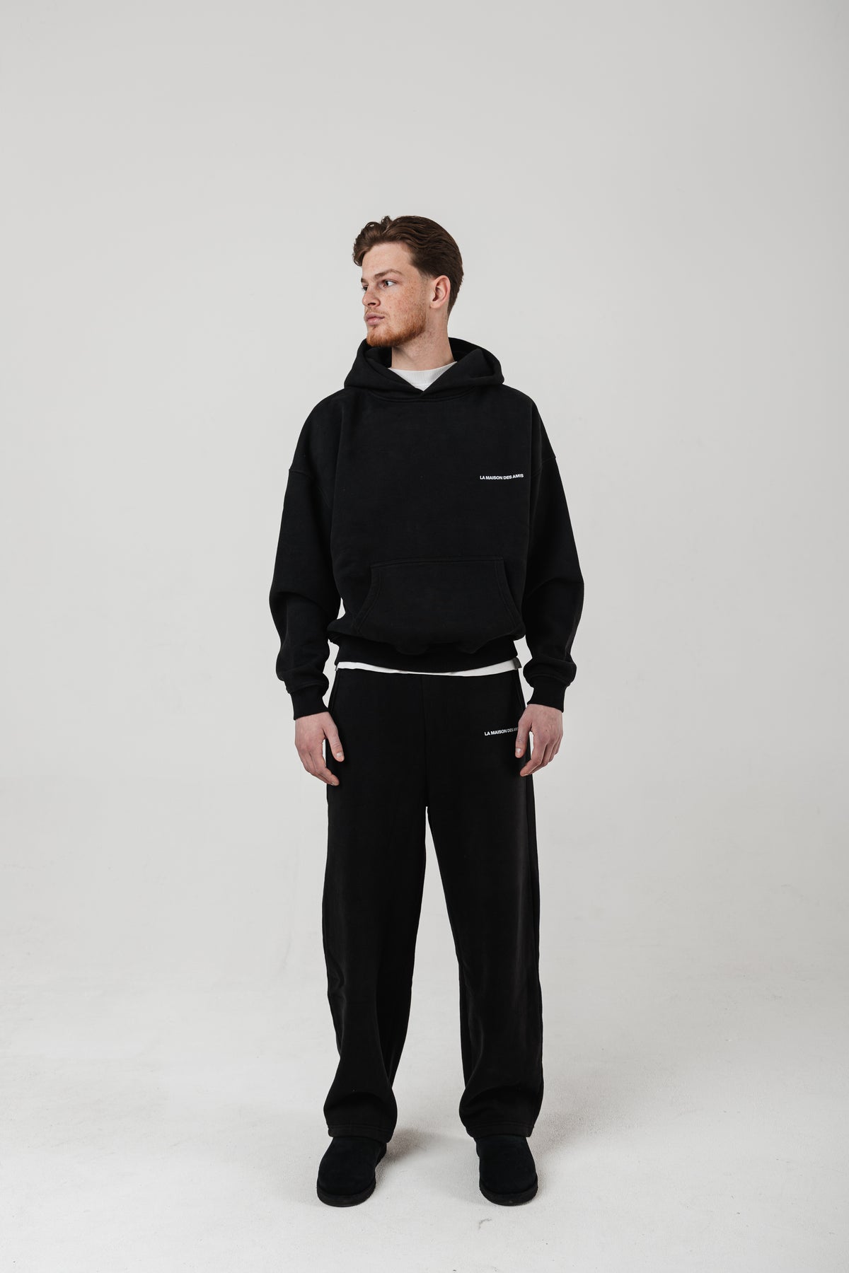 Black luxury lounge suit, heavyweight 440 GSM fabric